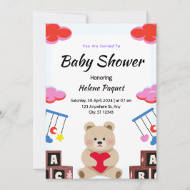 Inbjudningar till Cute Teddy leksak Anpassningsbar