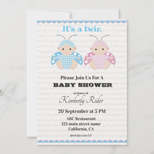 Inbjudningar till Cute Twin Baby Shower (Framsida)