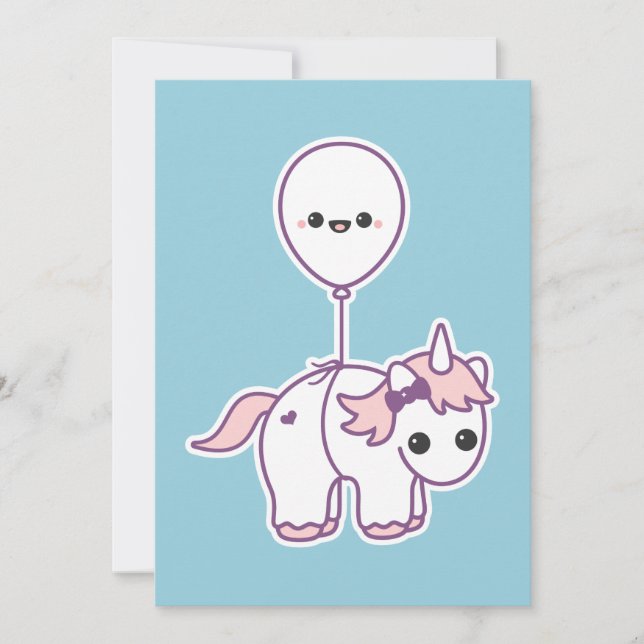 Inbjudningar till Cute Unicorn Baby Shower (Framsida)