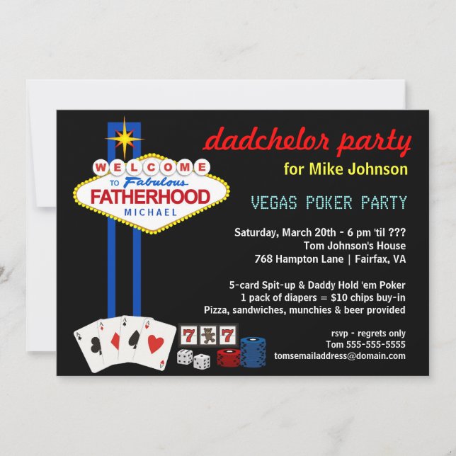 Inbjudningar till Dadchelor Party - Vegas Casino S (Framsida)