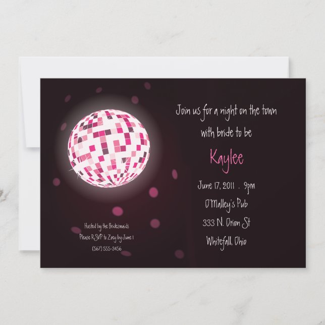 Inbjudningar till Disco Boll Bachelorette Party (Framsida)