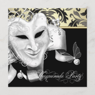 Inbjudningar till Elegant Black Guld Masqueradater