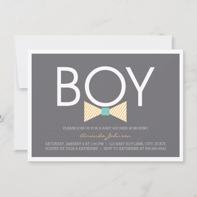 Inbjudningar till elegant Bow Tie Boy Shower (Framsida)
