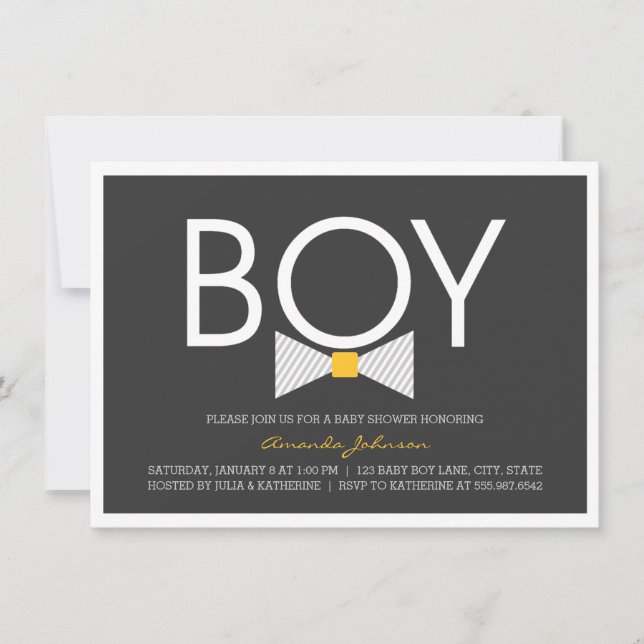 Inbjudningar till elegant Bow Tie Boy Shower (Framsida)