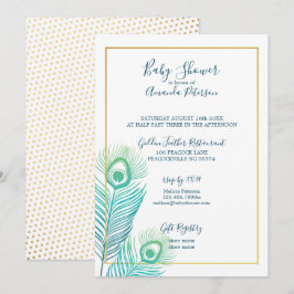 Inbjudningar till Elegant Guld Peacock Baby Shower