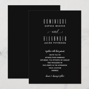 Inbjudningar till elegant Script Black and White W