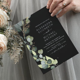 Inbjudningar till Eucalyptus Greenery Black Weddin