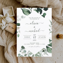Inbjudningar till Eucalyptus Greenery Wedding