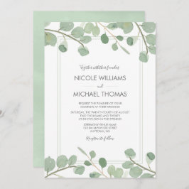 Inbjudningar till eukalyptus-bröllop med vattenfär