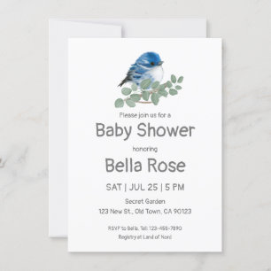 Inbjudningar till Färg Me Blue Bird Baby Shower