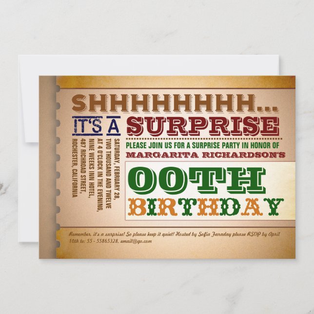 Inbjudningar till färgad vintage-typografi-födelse (Framsida)