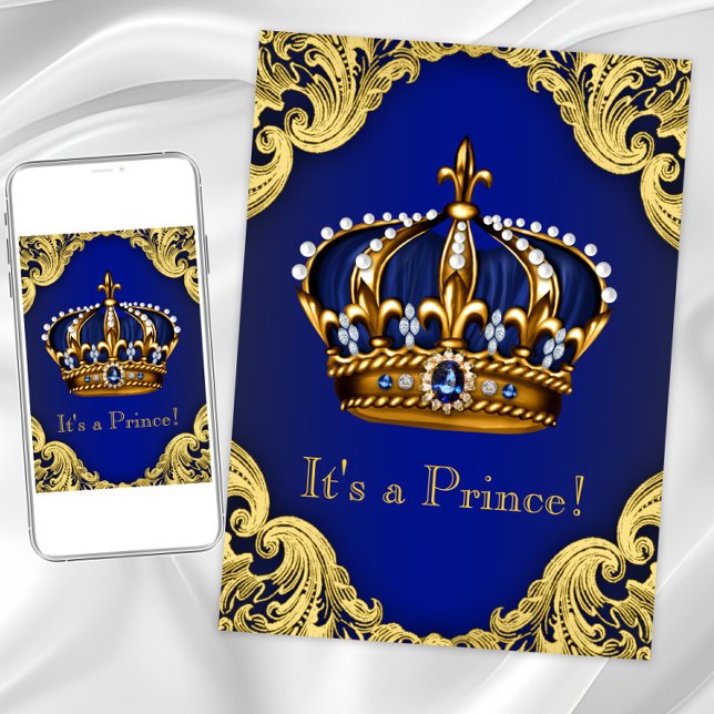 Inbjudningar till finare Prince Baby Shower (Fancy prince baby shower invitation. Instant download and printed invitations available.)