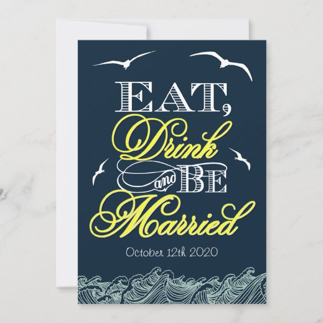 Inbjudningar till flottblått och Gult Nautiskt brö (Framsida)