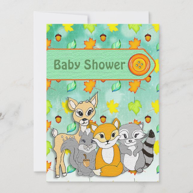 Inbjudningar till Forest Animals Baby Shower (Framsida)