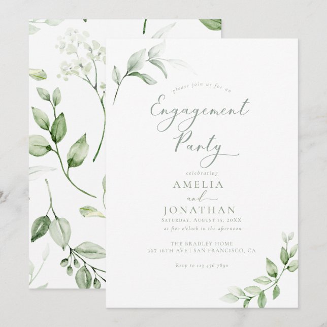 Inbjudningar till Förlovningsfesten elegant Grey (Fram/baksida)