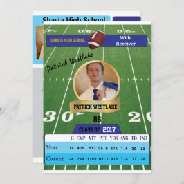 Inbjudningar till fotbollskort W/ Stats Grad - blå