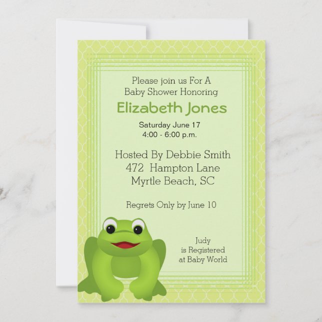 Inbjudningar till Frog Baby Shower (Framsida)