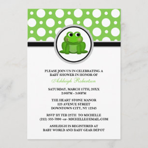 Inbjudningar till Froggy Grönt Polka Dot Baby Show