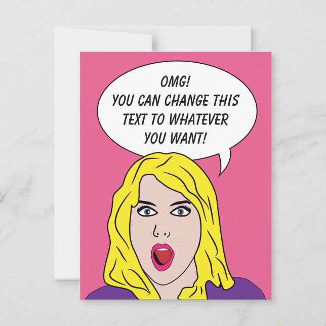 Inbjudningar till FUNNY RETRO WOMAN anpassningsbar (Framsida)