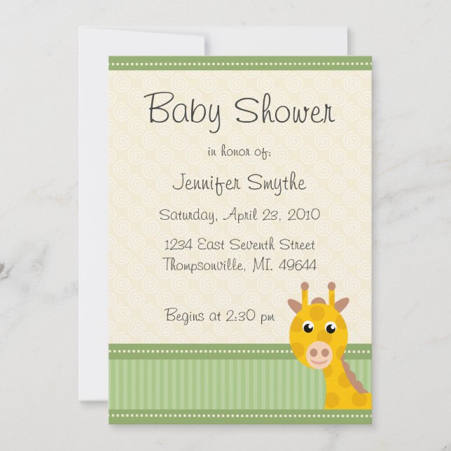 Inbjudningar till Giraffe Baby Shower (Framsida)