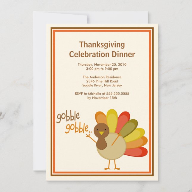 Inbjudningar till Gobble Thanksgiving Turkey (Framsida)