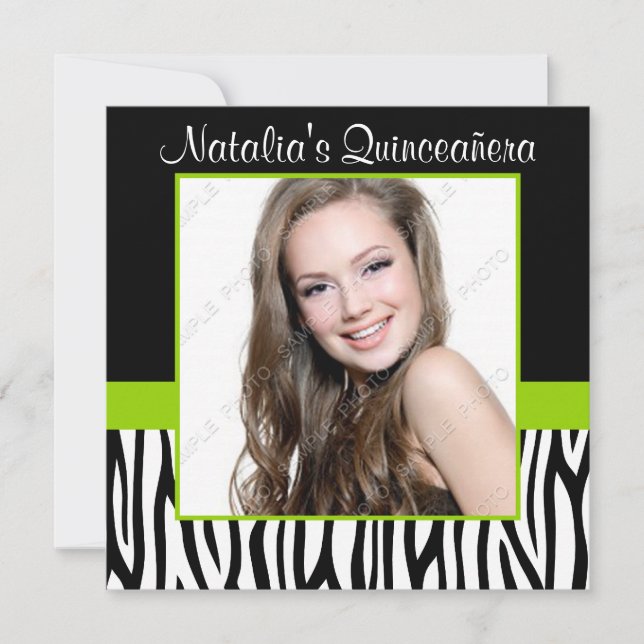 Inbjudningar till gröna fotoquinceanera-inbjudning (Framsida)