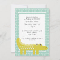Inbjudningar till grönt Alligator Pojke Shower