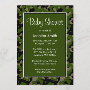 Inbjudningar till Grönt- och Black Camo Baby Showe