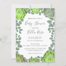 Inbjudningar till grönt Succulents Baby Shower