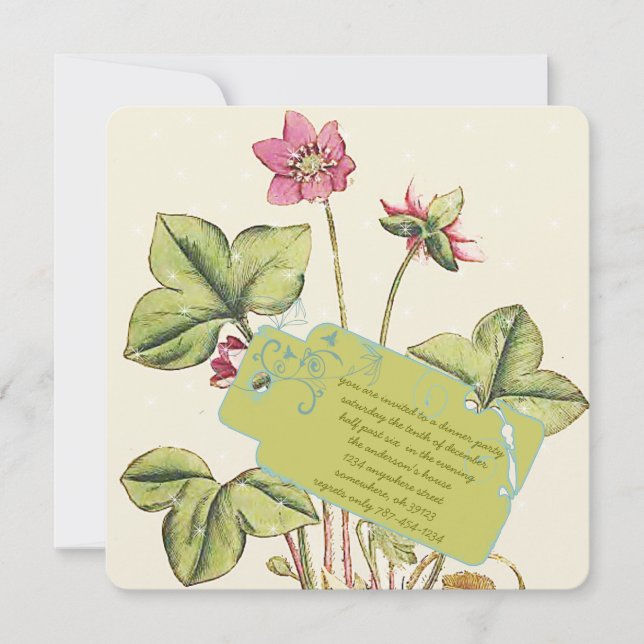 Inbjudningar till gröntens Vild - blomma på middag (Framsida)