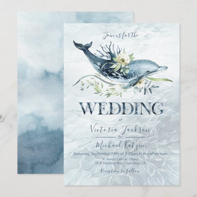 Inbjudningar till guldbröllop i tropiska oceanen (Fram/baksida)