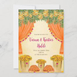 Inbjudningar till Haldi-ceremoni på indiska bröllo
