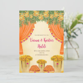 Inbjudningar till Haldi-ceremoni på indiska bröllo