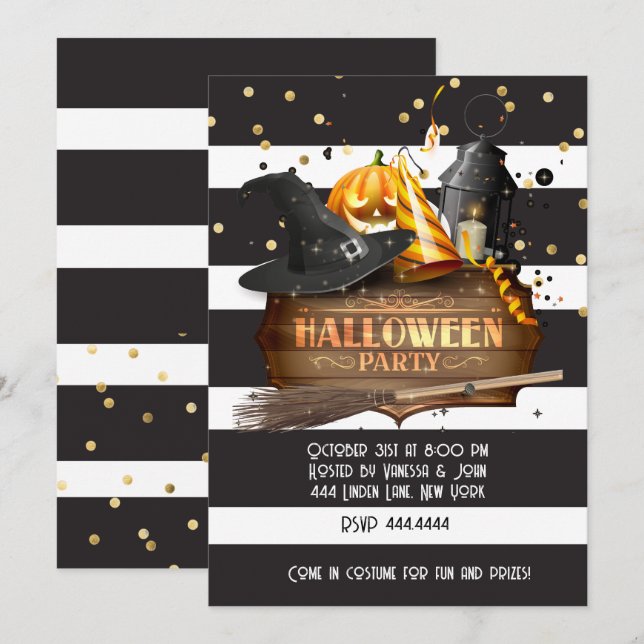 Inbjudningar till Halloween fest Chic (Fram/baksida)
