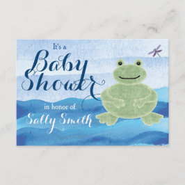 Inbjudningar till hand plockade Frog Baby Shower -