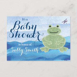 Inbjudningar till hand plockade Frog Baby Shower -