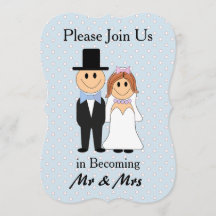 Inbjudningar till herr och fru Blue Bride och Groo