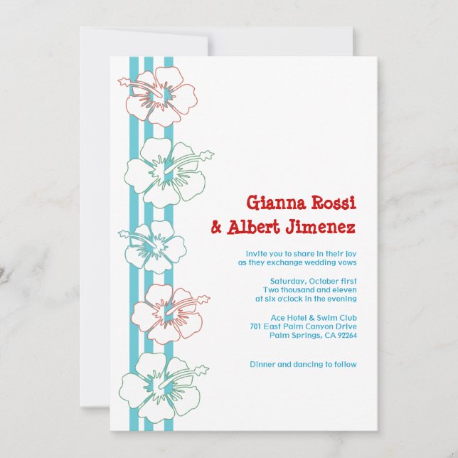 Inbjudningar till Hibiscus Flower| Bröllop| Födels (Framsida)