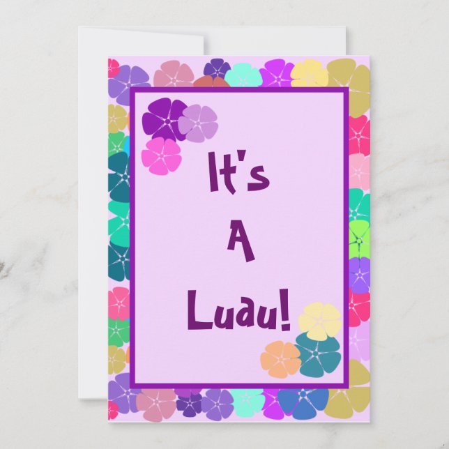 Inbjudningar till Hibiscus Hawaiian Luau Party (Framsida)