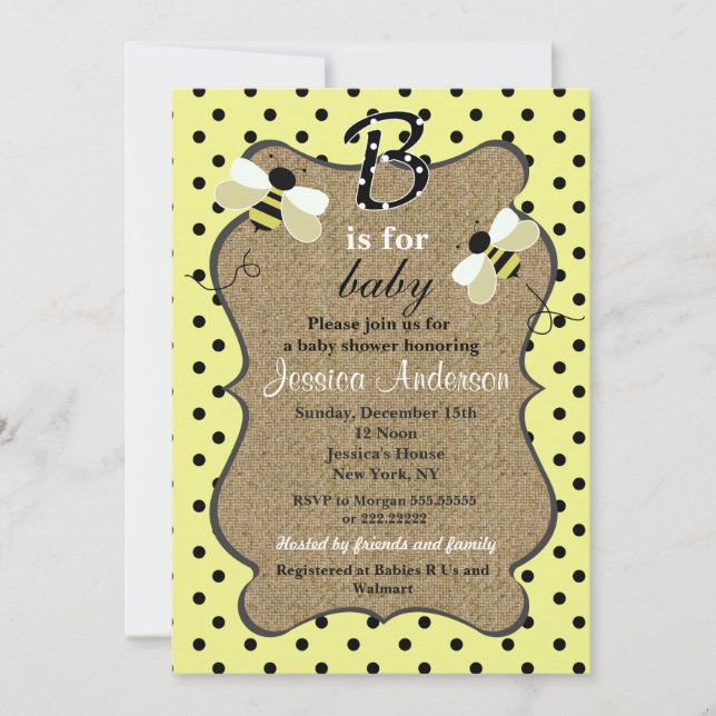 Inbjudningar till humla Baby Shower (Framsida)