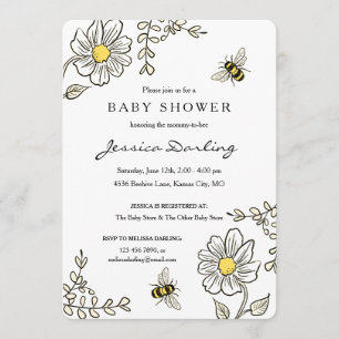Inbjudningar till humla Baby Shower Blommigt av