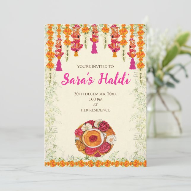 Inbjudningar till indisk bröllops Haldi-ceremoni (Stående Fram)