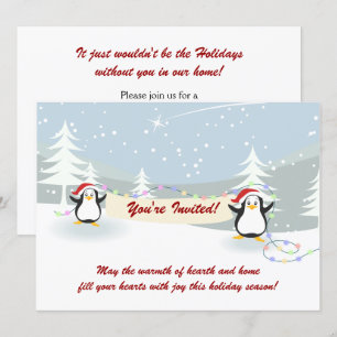 Inbjudningar till Julfesten Penguins Winter Scene