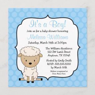 Inbjudningar till Lamb Blue Dots Boy Baby Shower