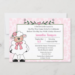 Inbjudningar till Lamb Rosa Baby Shower