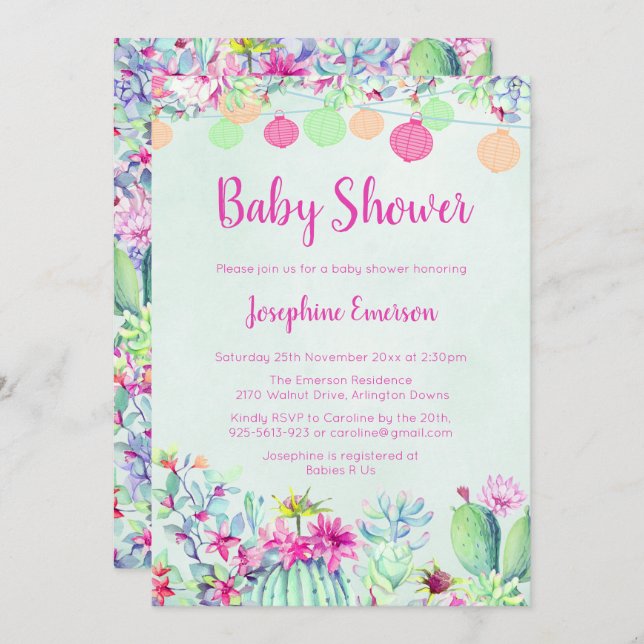 Inbjudningar till lanternor och handpennor för bab (Fram/baksida)