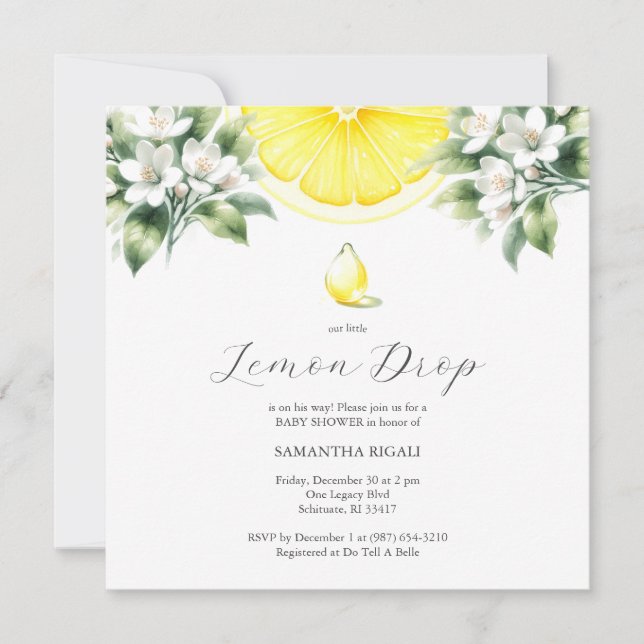 Inbjudningar till Lemon Drop in Baby Shower (Framsida)