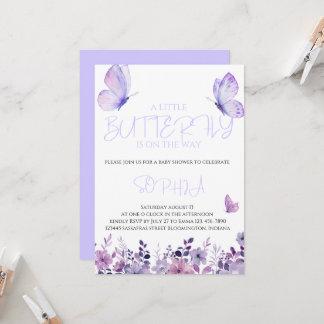 Inbjudningar till lila Butterfly Baby Shower
