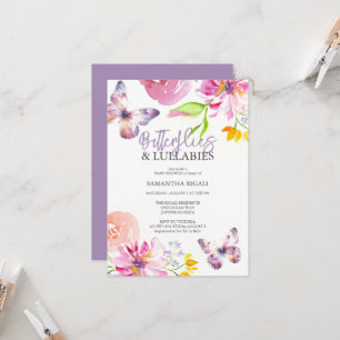 Inbjudningar till lila Butterfly Baby Shower