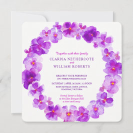 Inbjudningar till lila pansarblommor, bröllopsinbj